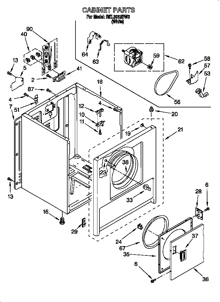 Roper REL3612BW3 cabinet diagram