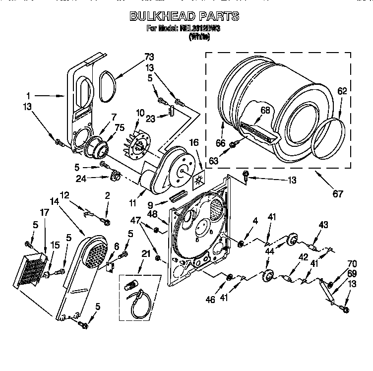 Roper REL3612BW3 bulkhead diagram