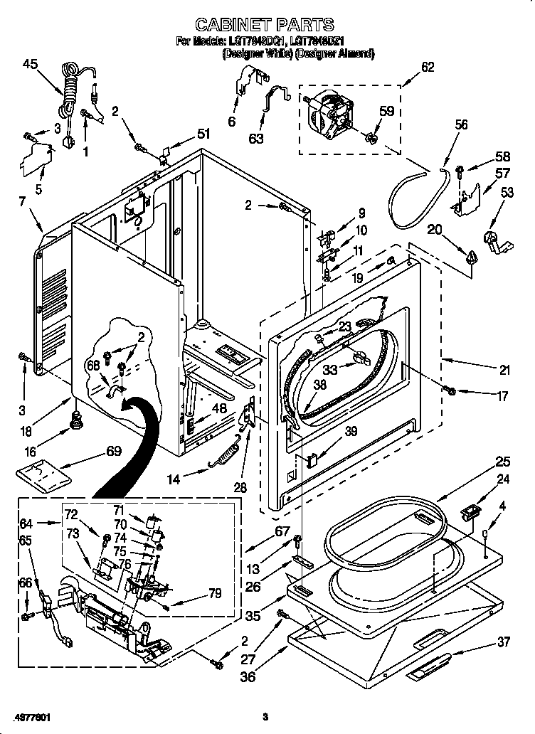 Whirlpool LGT7848DZ1 cabinet diagram