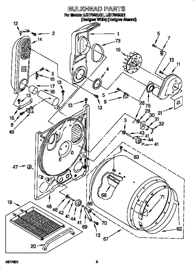 Whirlpool LGT7848DZ1 bulkhead diagram