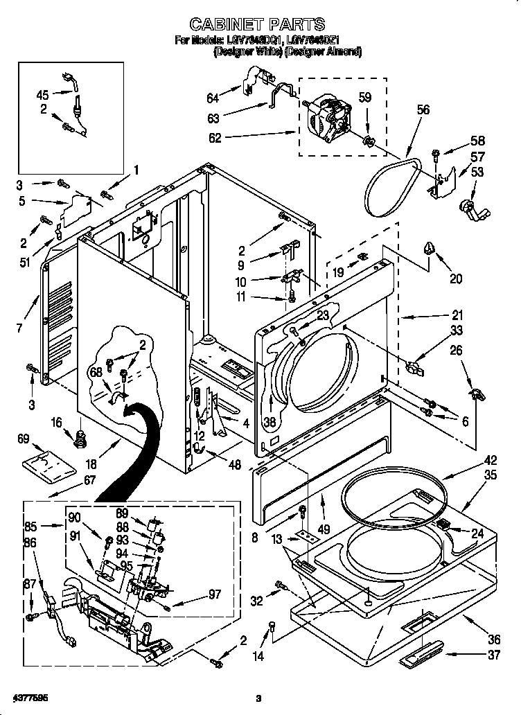 Whirlpool LGV7646DQ1 cabinet diagram