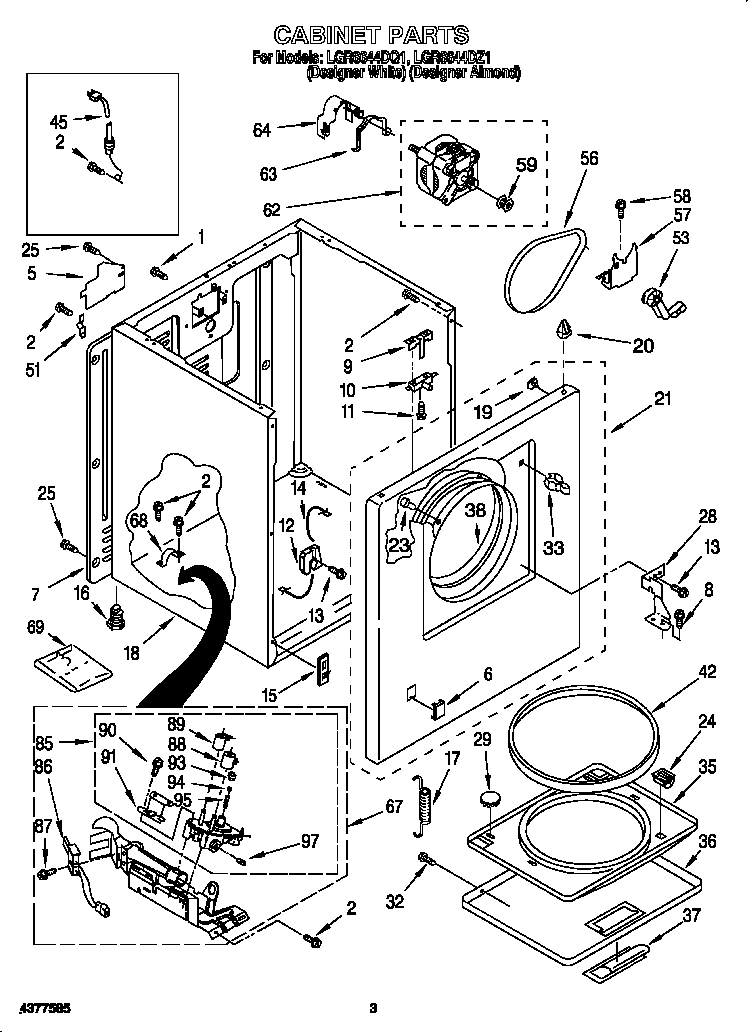 Whirlpool LGR6644DQ1 cabinet diagram