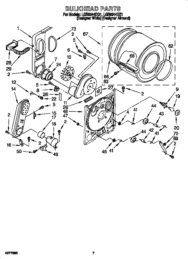 Whirlpool LGR6644DQ1 bulkhead diagram