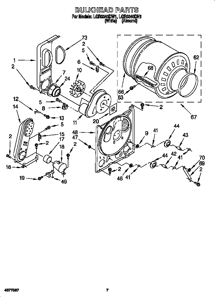 Whirlpool LGR6646DW1 bulkhead diagram
