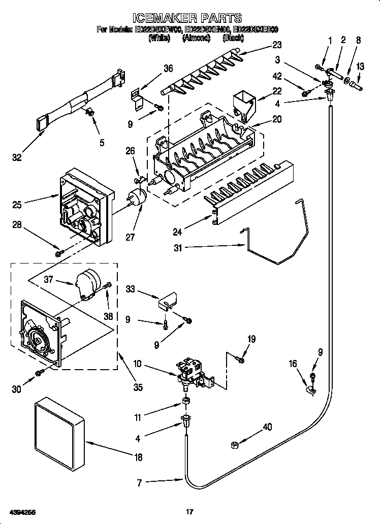 Whirlpool ED22DSXEW00 icemaker diagram