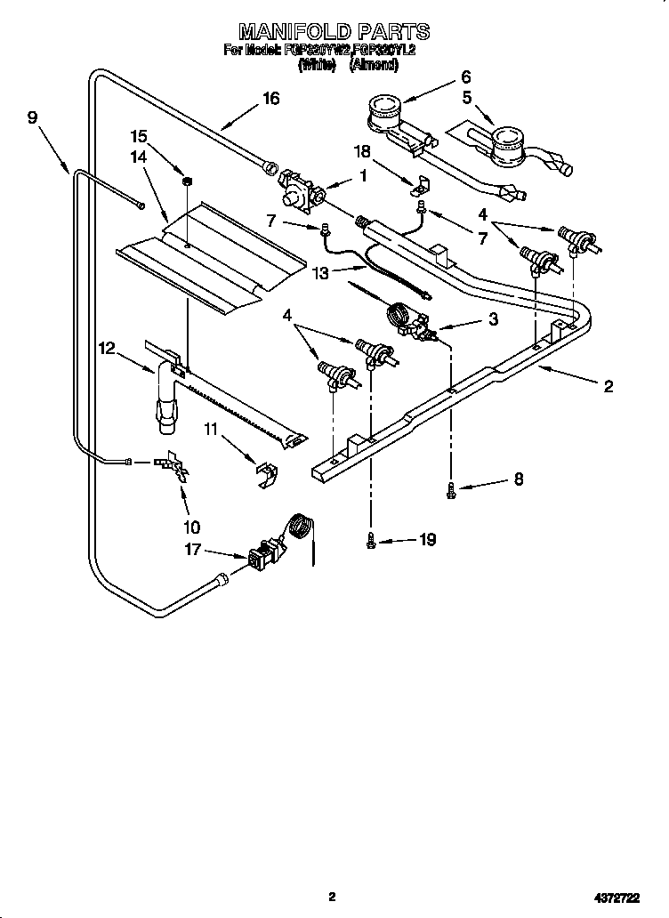 Roper FGP320YL2 manifold diagram