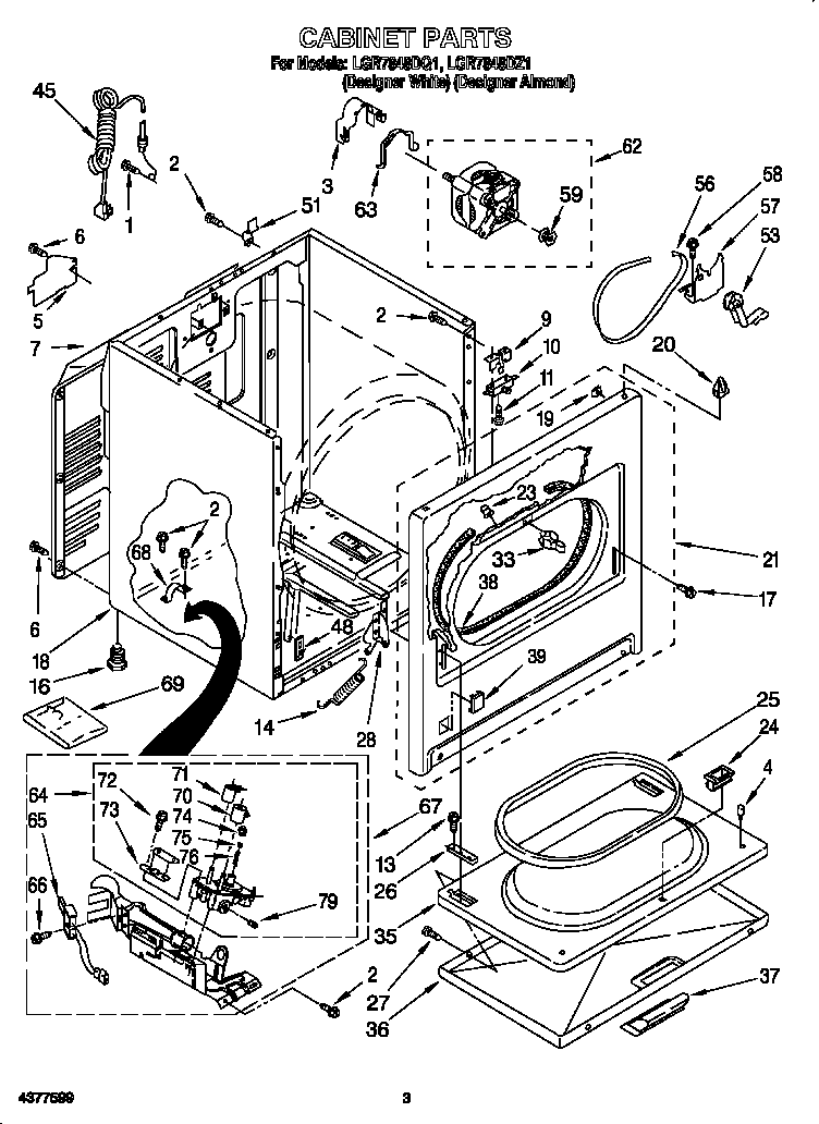 Whirlpool LGR7848DQ1 cabinet diagram