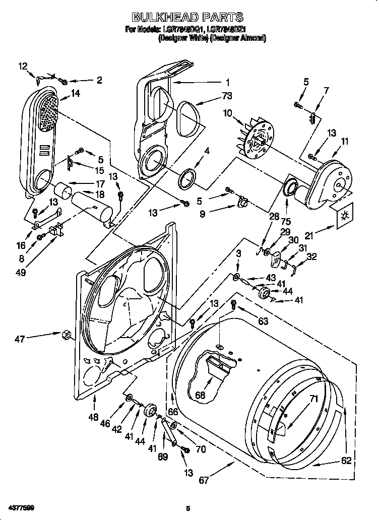 Whirlpool LGR7848DQ1 bulkhead diagram