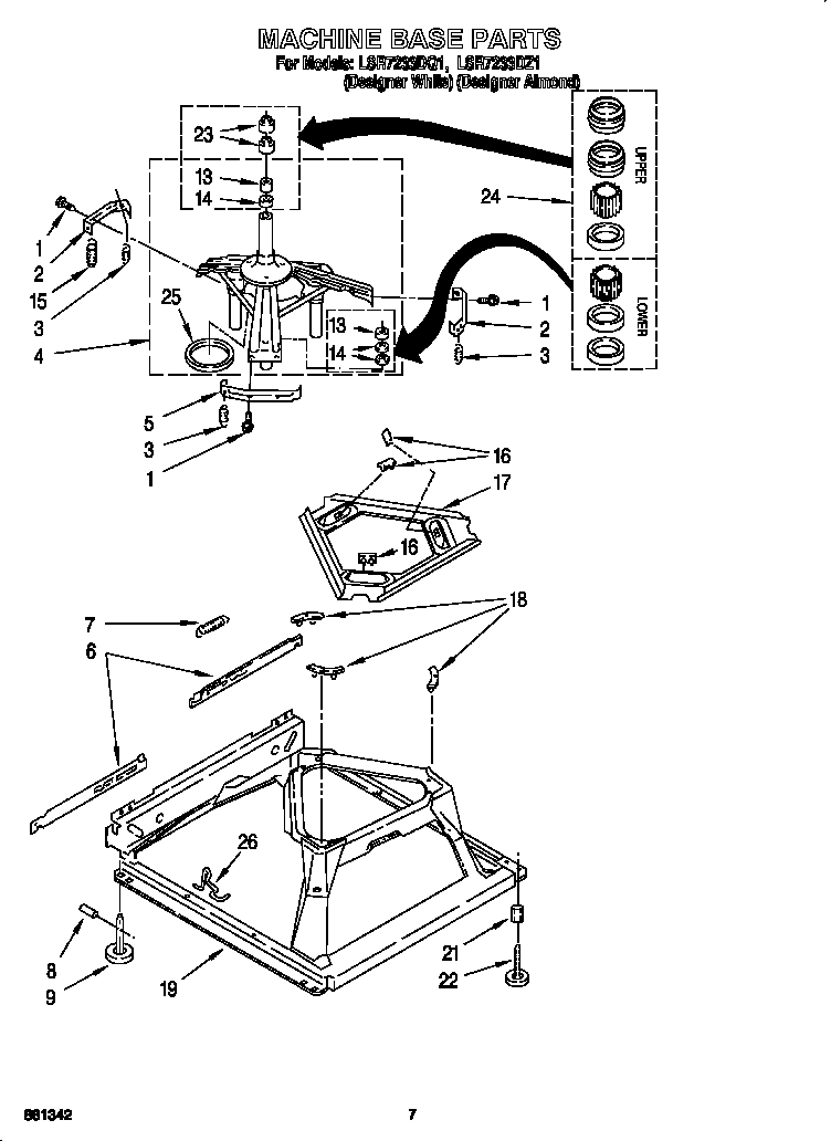 Whirlpool LSR7233DZ1 machine base diagram