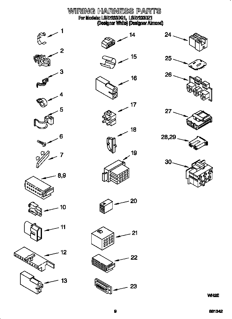 Whirlpool LSR7233DZ1 wiring harness diagram