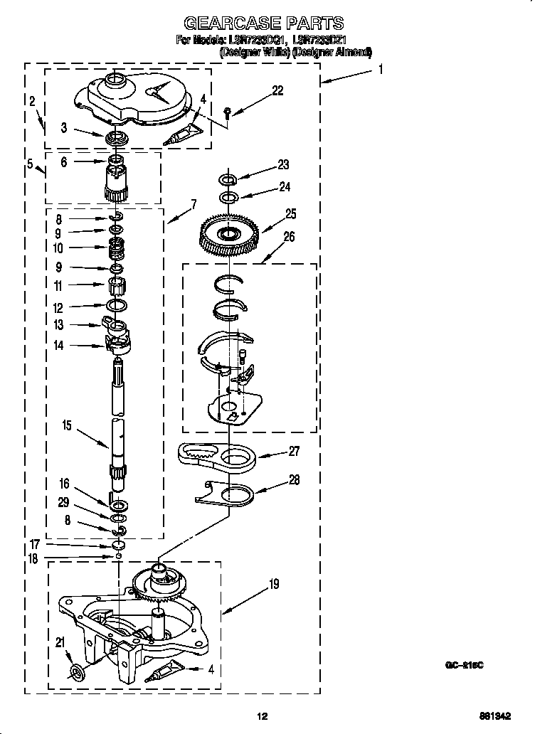 Whirlpool LSR7233DZ1 gearcase diagram