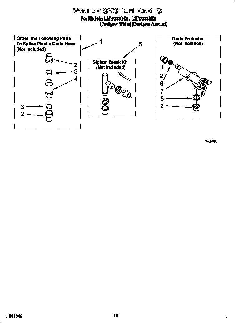 Whirlpool LSR7233DZ1 water system diagram