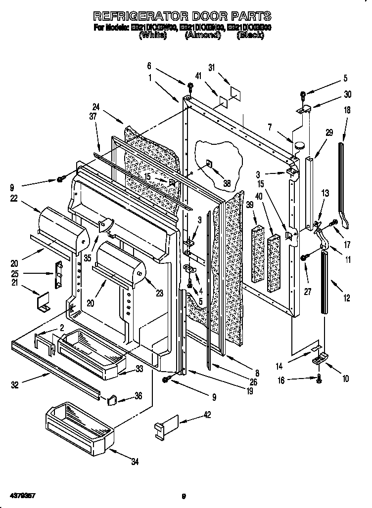 Whirlpool EB21DKXBB00 refrigerator door diagram