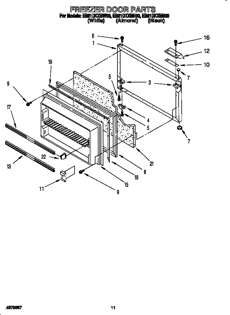 Whirlpool EB21DKXBB00 freezer door diagram