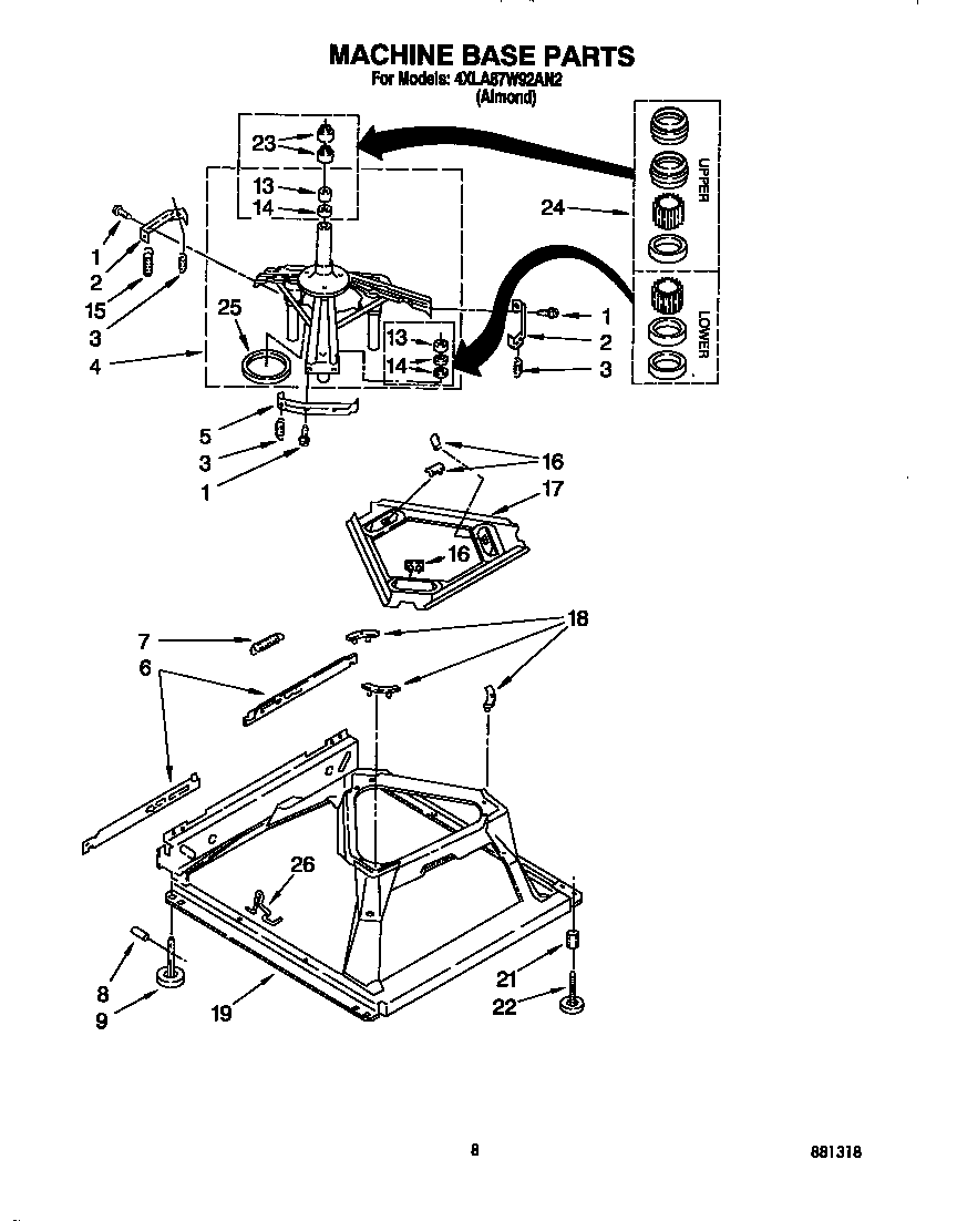 Whirlpool RF3100 machine base diagram