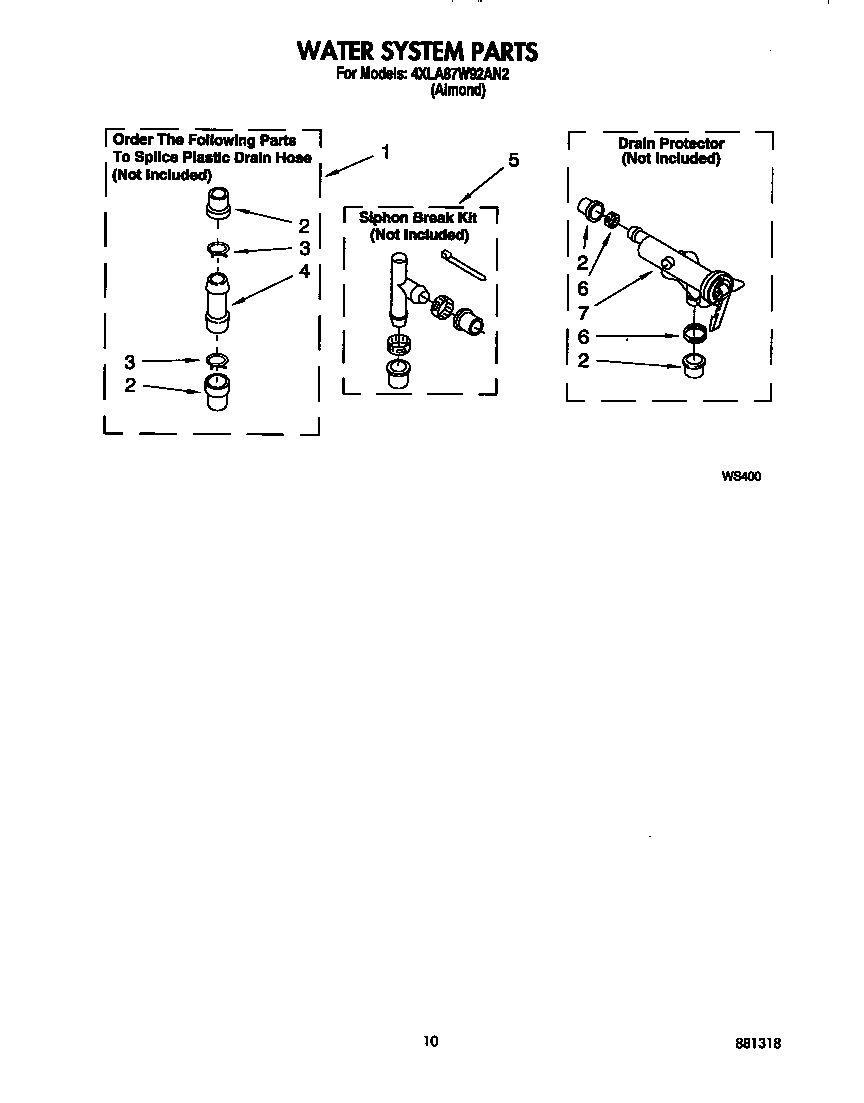 Whirlpool RF3100 water system diagram