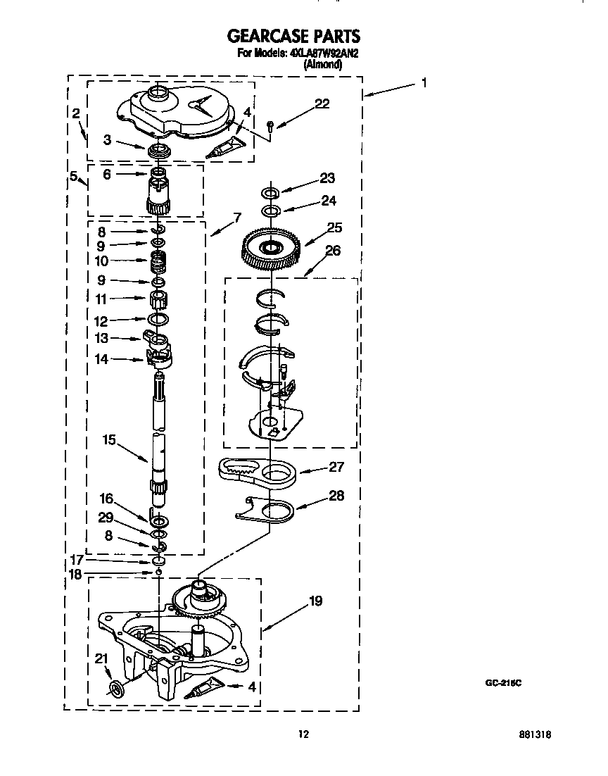 Whirlpool RF3100 gearcase diagram