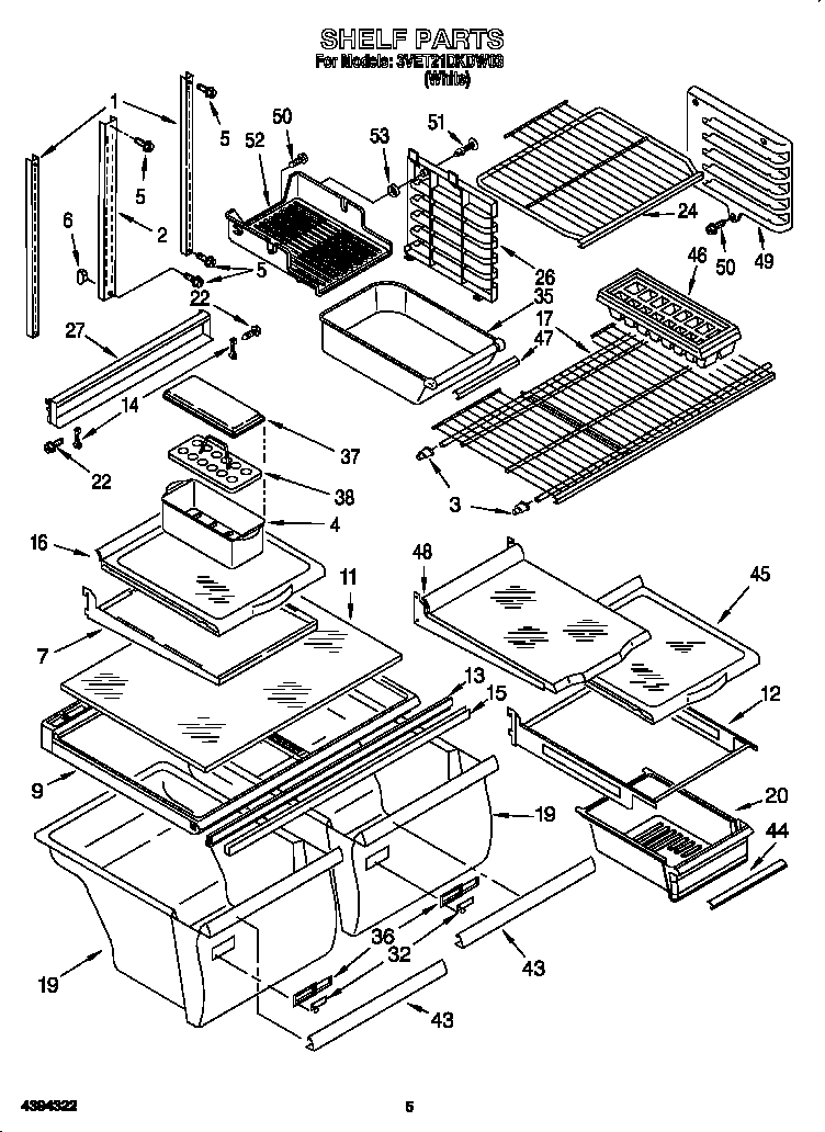 Whirlpool 3VET21DKDW03 shelf diagram