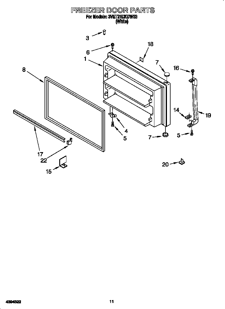 Whirlpool 3VET21DKDW03 freezer door diagram