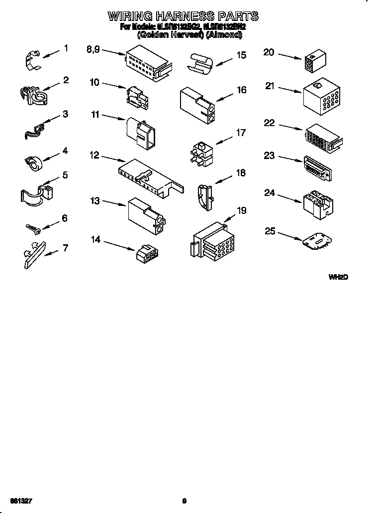 Whirlpool 8LSR5132BG2 wiring harness diagram