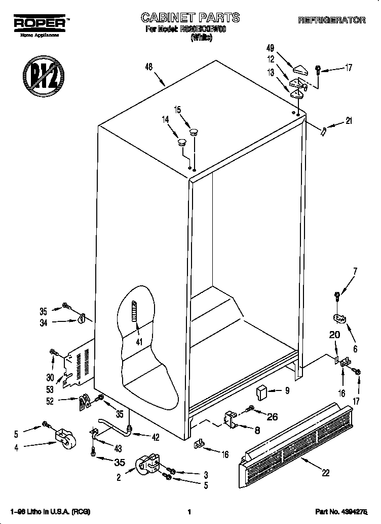 Roper RS20EKXEW00 cabinet diagram