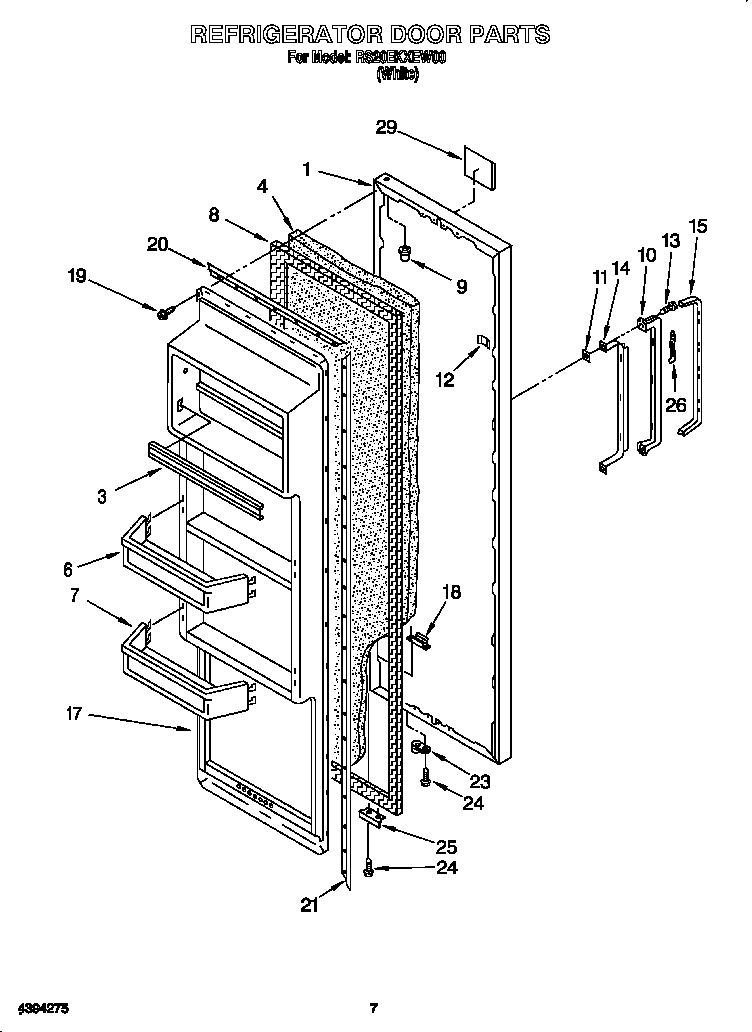 Roper RS20EKXEW00 refrigerator door diagram