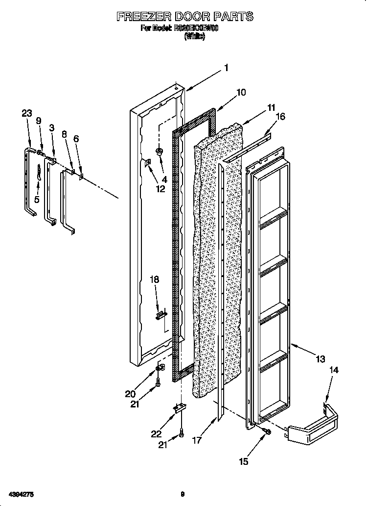 Roper RS20EKXEW00 freezer door diagram