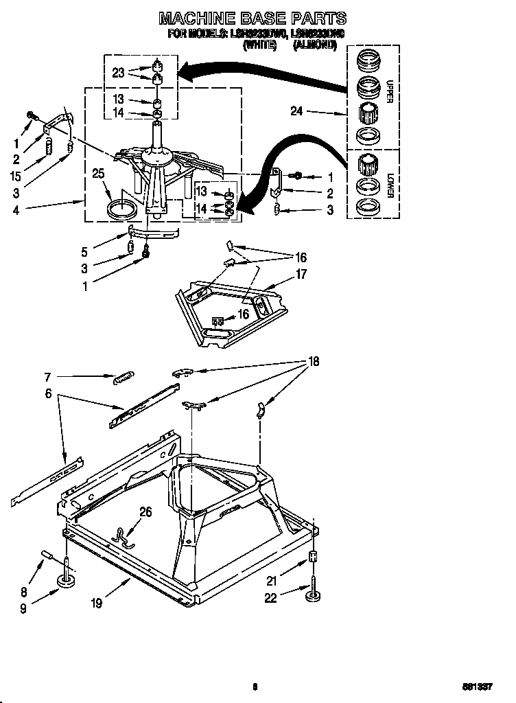 Whirlpool LSR6233DN0 machine base diagram