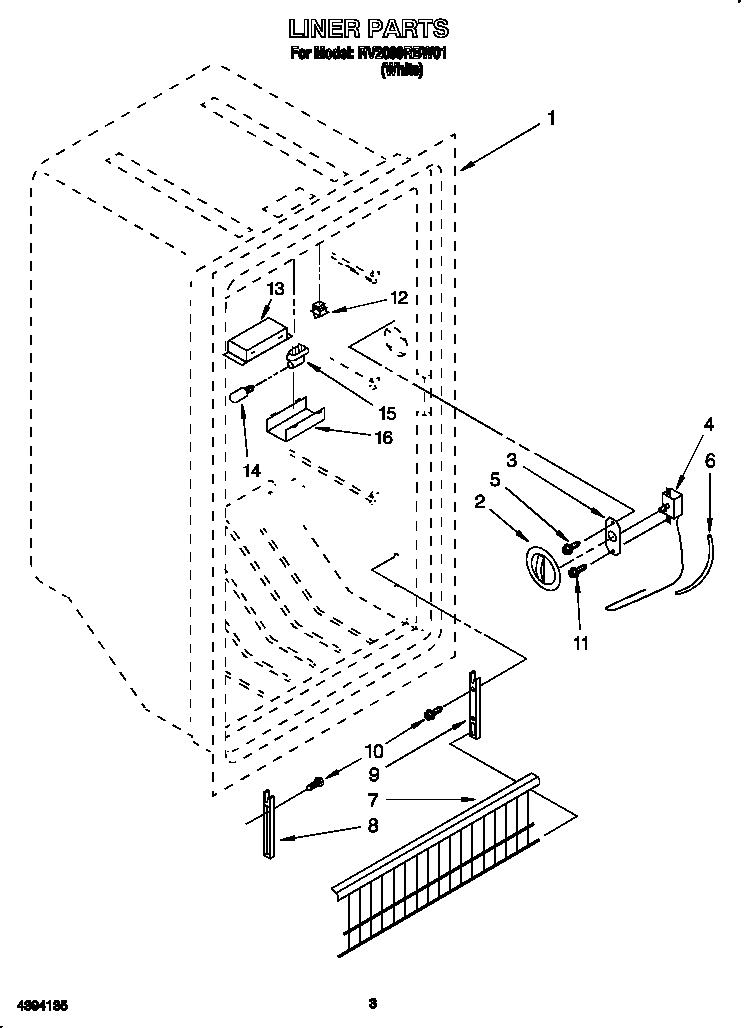 Roper RV2099RBW01 liner diagram