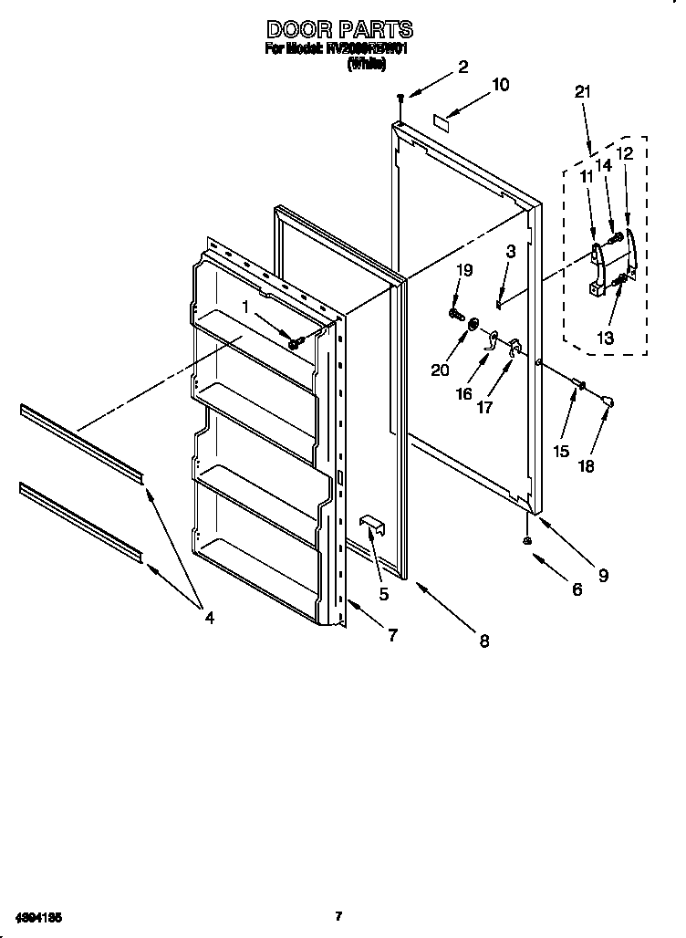 Roper RV2099RBW01 door diagram