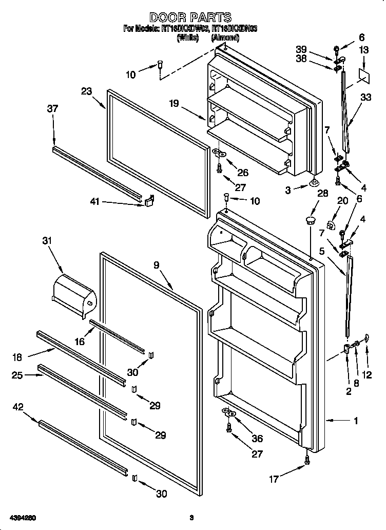 Roper RT16DKXDN03 door diagram