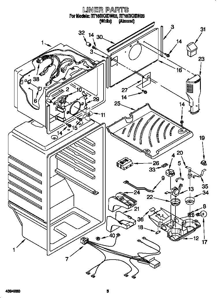 Roper RT16DKXDN03 liner diagram