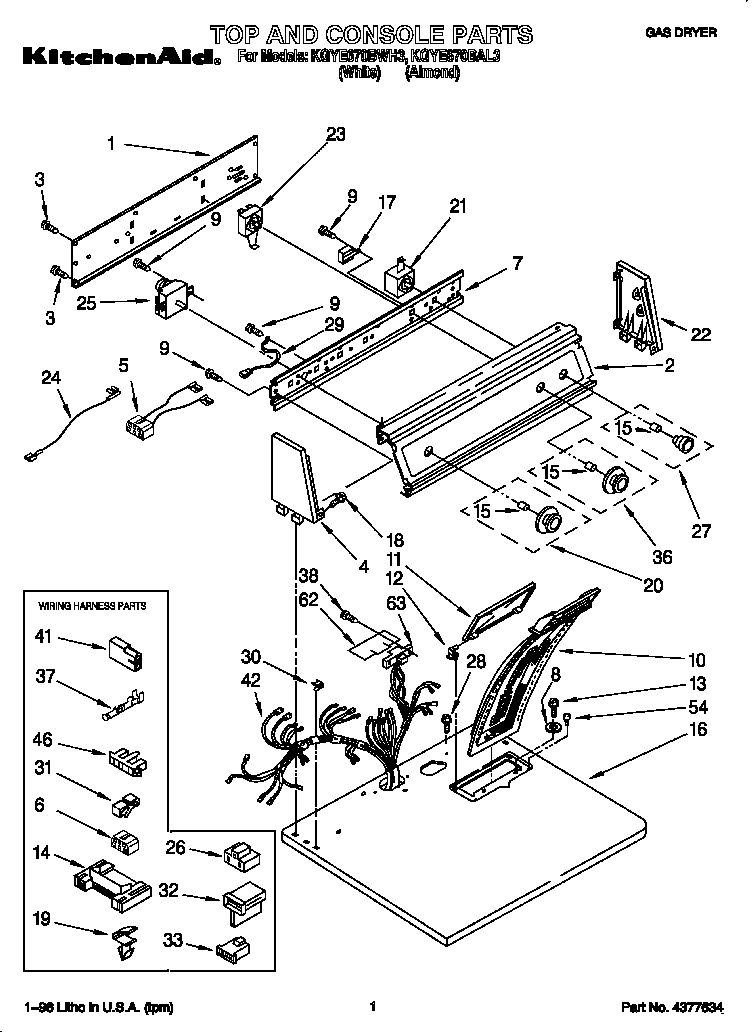 KitchenAid KGYE670BAL3 top and console diagram