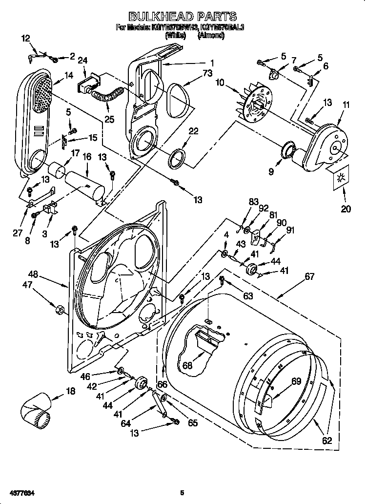 KitchenAid KGYE670BAL3 bulkhead diagram