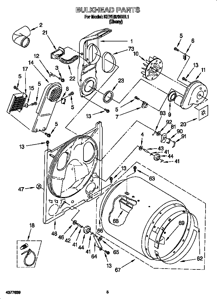 KitchenAid KEYE679BBL1 bulkhead diagram