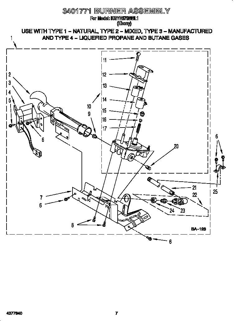 KitchenAid KGYE679BBL1 3401771 burner assembly diagram
