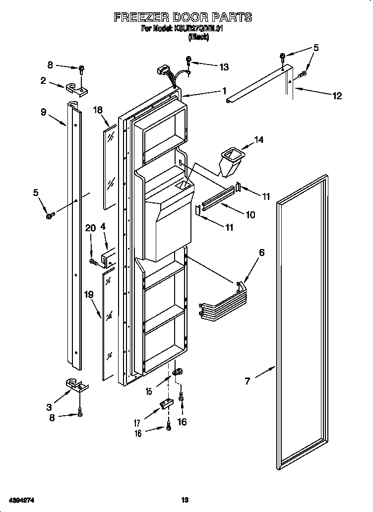 KitchenAid KSUB27QDBL01 freezer door diagram