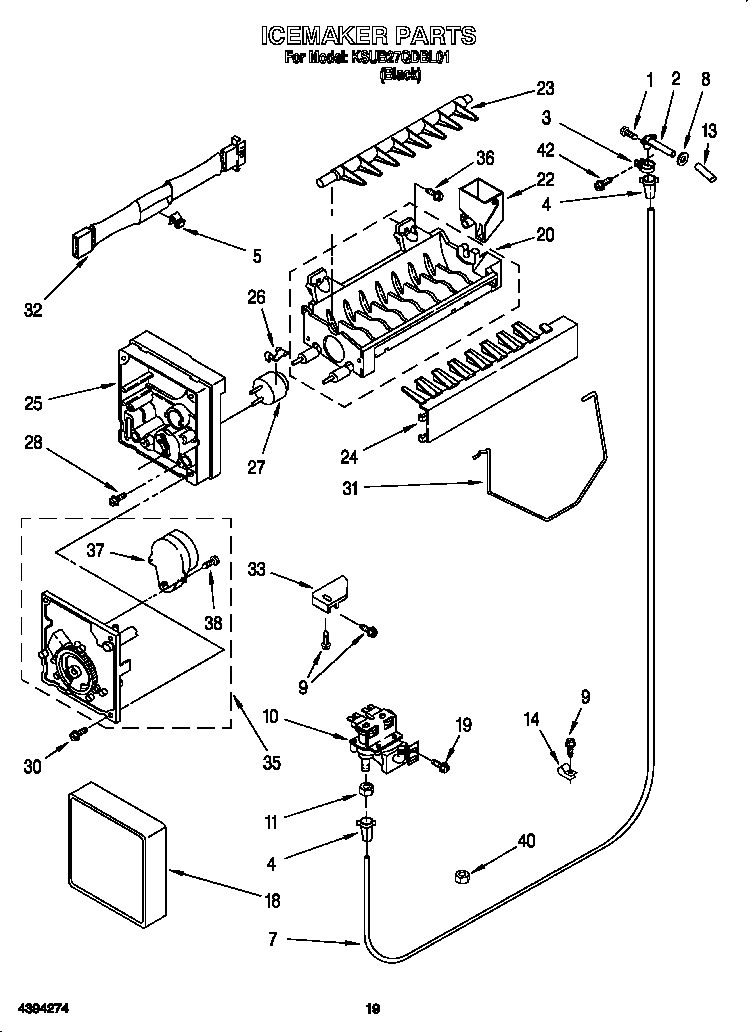 KitchenAid KSUB27QDBL01 icemaker diagram