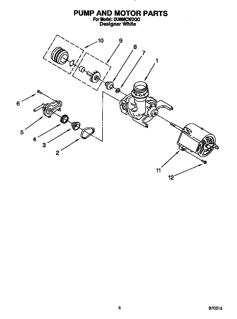 Whirlpool DU806CWDQ0 pump and motor diagram