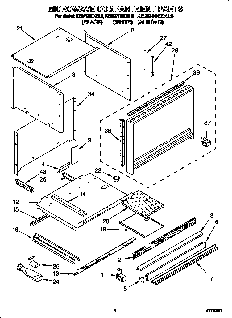 KitchenAid KEMS306XWH6 microwave compartment diagram
