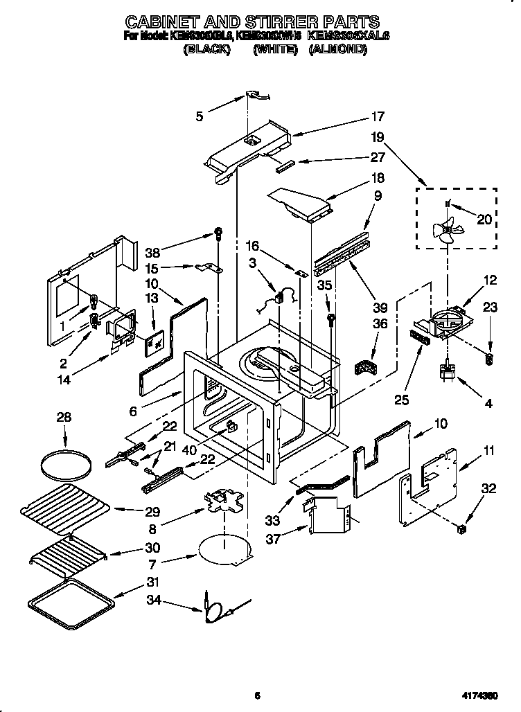 KitchenAid KEMS306XWH6 cabinet and stirrer diagram