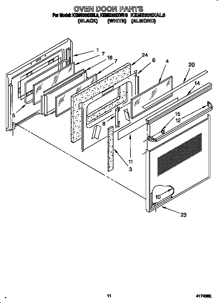 KitchenAid KEMS306XWH6 oven door diagram