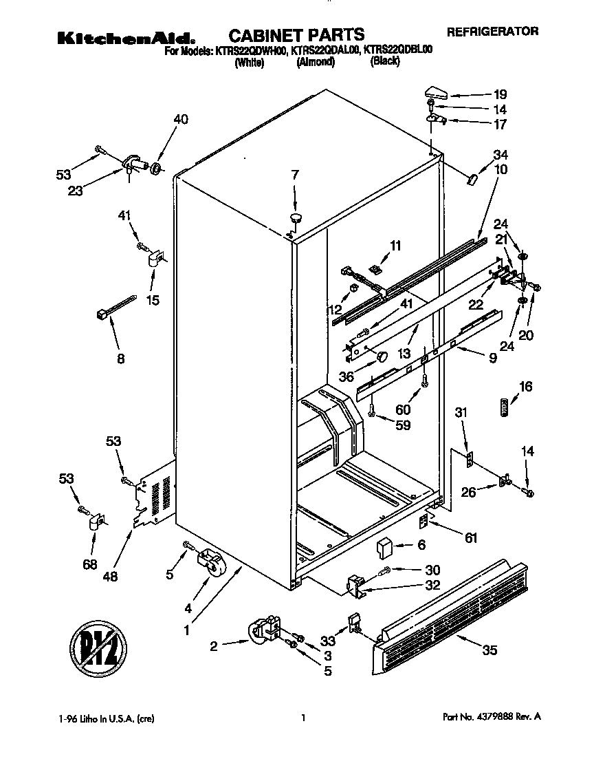 KitchenAid KTRS22QDBL00 cabinet diagram