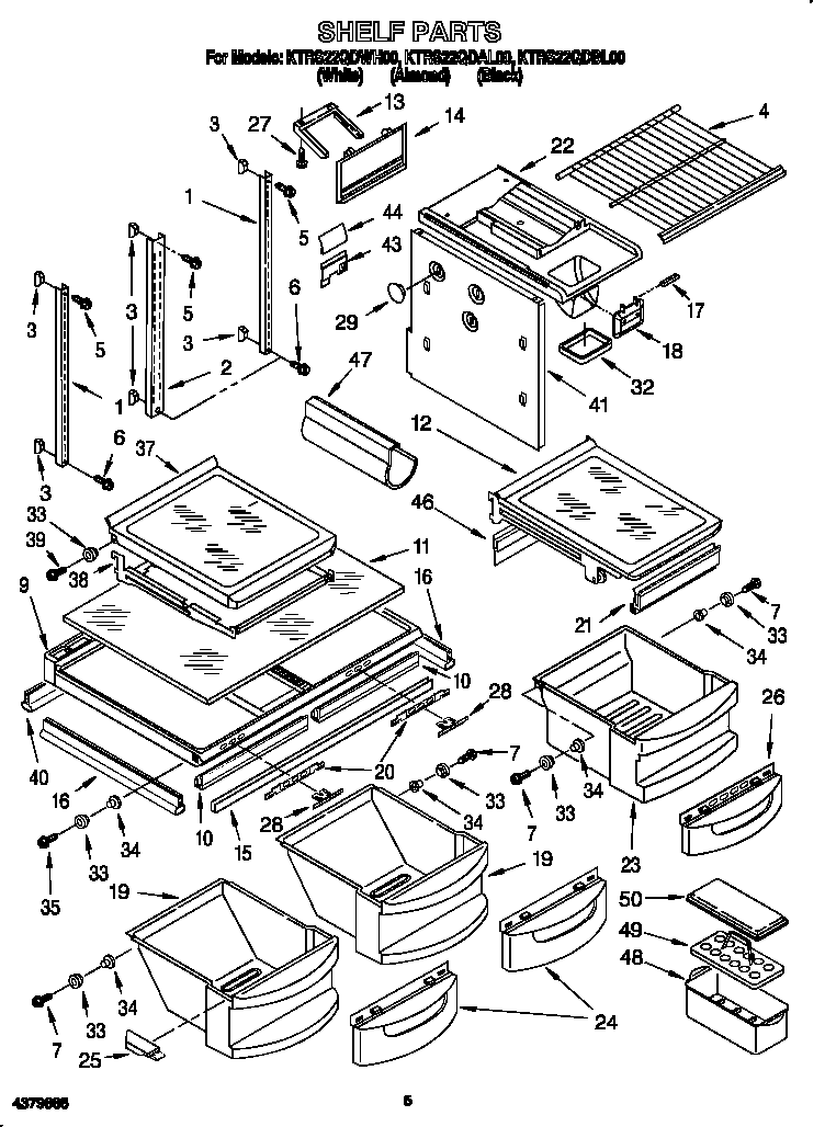 KitchenAid KTRS22QDBL00 shelf diagram