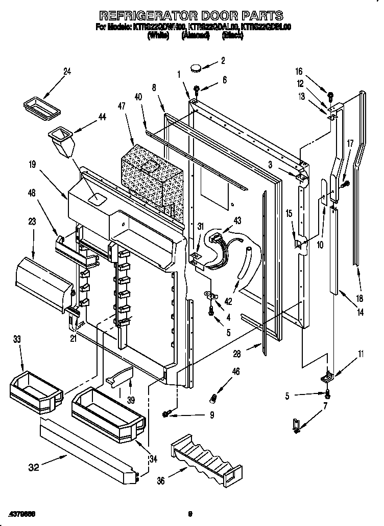 KitchenAid KTRS22QDBL00 refrigerator door diagram
