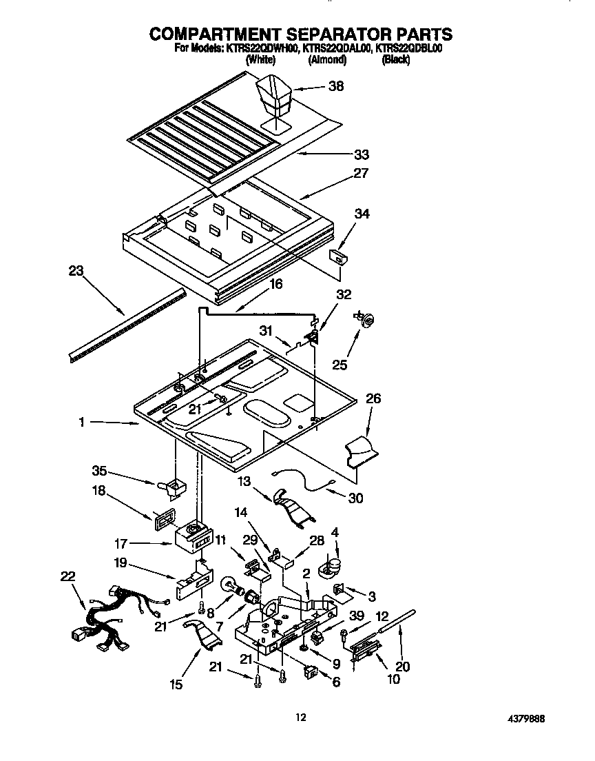 KitchenAid KTRS22QDBL00 compartment separator diagram
