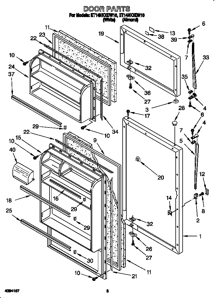 Whirlpool ET14NKXDW10 door diagram