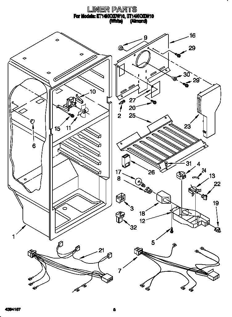Whirlpool ET14NKXDW10 liner diagram