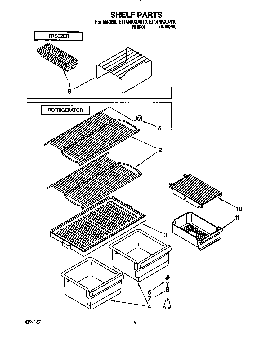 Whirlpool ET14NKXDW10 shelf diagram