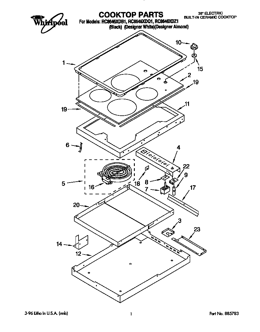 Whirlpool RC8646XDZ1 cooktop diagram